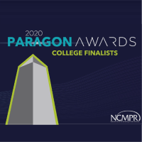 The words 2020 Paragon Awards, College Finalists, and the NCMPR logo.