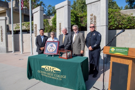 Officials from the District, Center, and local police gathered with the Trade Center brick and patches of 9-11 first responders