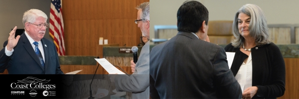 Trustees Moreno and Parker taking the oath of office.