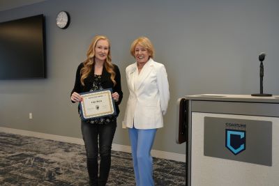 Coastline College Professor Tobi West and Trustee Lorraine Prinsky