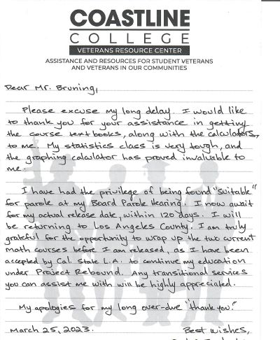 Coastline VRC student letter