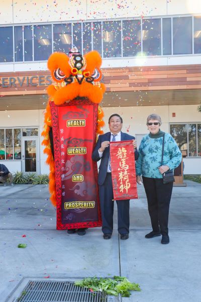 Golden West College celebrates Lunar New Year: President Meridith Randall, Chancellor Yamamura, Trustee Hornbuckle