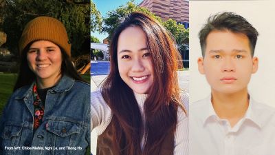 GWC Scholarship semifinalists: Thong Ho, Nghi Le, and Chloe Niebla