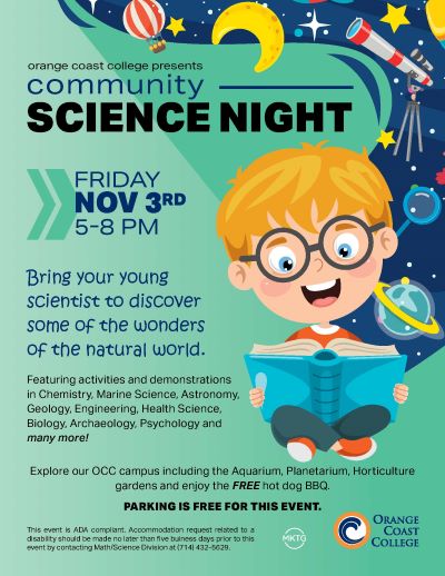 OCC Community Science Night informational flyer