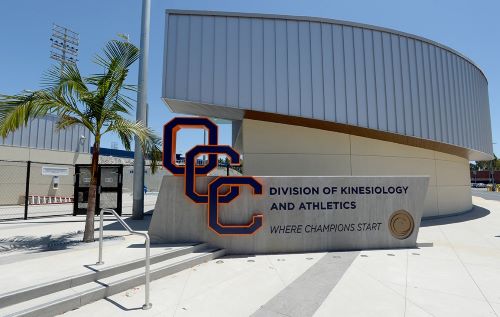 Monument in front of the OCC Kinesiology and Athletics Facility.